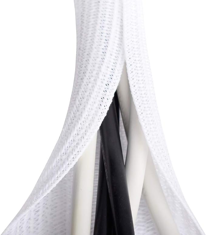6.6ft - 1/2 inch White Cable Sleeve, Cable Organizer by ZhiYo