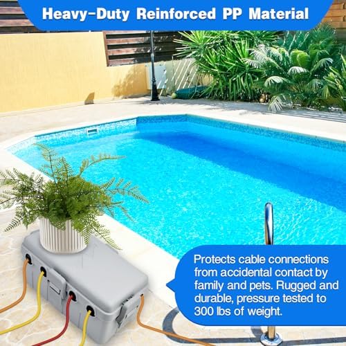 Hrensaw Medium Outdoor Electrical Box(10.6x5.5x4.5inch),IP54 Waterproof Extension Cord Cover w/6 Cable Entry,Weatherproof Connection Box Protect Power Strip,Timer,Plug,Holiday Lights,Grey - Image 4