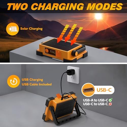 120W Solar Rechargeable 144 LED Work Light, 10000LM Flood Light - Image 4