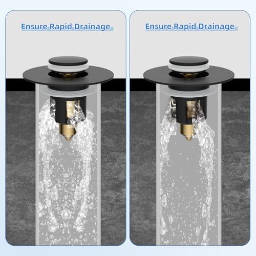 Universal Metal Bathroom Sink Stopper, Drain Strainer Hair Catcher, Black - Image 4