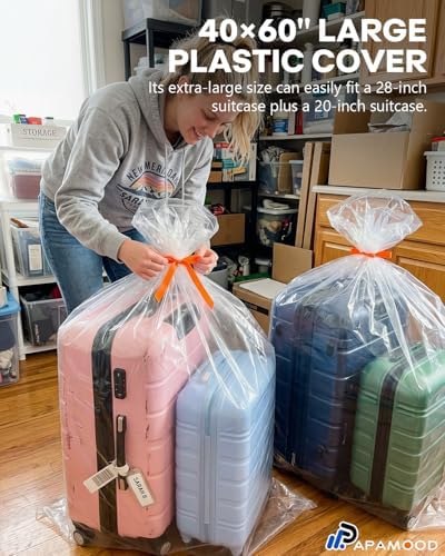 40x60 Inch Extra Large Clear Plastic Storage Bag for Luggage Cover, 8 Pack - Image 3