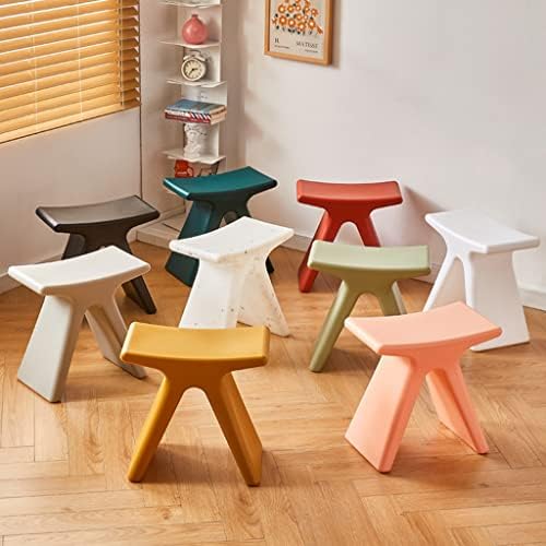 Modern Waterproof Plastic Stool with Anti Slip Design for Comfortable Shoe Changing Living Room Bedroom Kitchen Seat White 43.5×24×41.5cm - Image 2