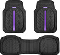 CAR PASS Tire Tread DeepDish Rubber Floor Mats for car Heavy Duty car mats All Weather, Universal XL~M Trim to Fit for Truck SUV Vehicle Automotive, Waterproof car mats 3 Piece (Purple Black) by CARPASS
