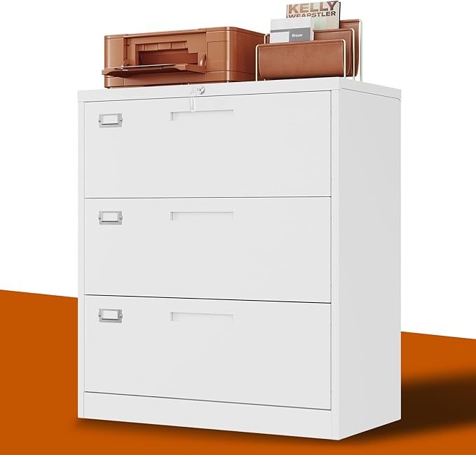 Lateral File Cabinet 3 Drawer, Metal Storage File Cabinet by BYNSOE