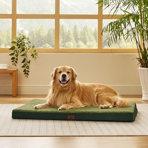 Bedsure XL Dog Bed, Extra Large Pet Bed with Comfy Sherpa,44x32 Dark Green by BEDSURE