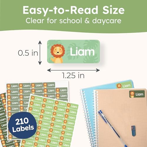 Personalized Name Labels for Kids (210 Labels) - Durable & Waterproof Custom Name Stickers for Clothing Tags, School Supplies, Camp & Daycare - Adventure (1.2”x0.5”) - Image 6
