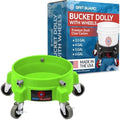 Grit Guard Bucket Dolly with Wheels - Rolling Detailing Wash Bucket with 5 Wheels and 2 Locking Casters Compatible with 2.5, 4, 5 and 6 Gallon Buckets (Green, 3" Grey Casters) - Made in the USA by GritGuardInc
