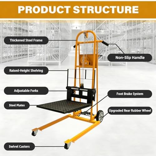 APOLLOLIFT Material Lift Winch Stacker 500lbs Capacity 41.4" Lifting Height - Image 3