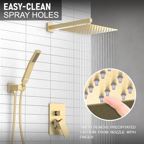 12" Brushed Gold Luxury Rainfall Shower System with Handheld & Valve - Image 2