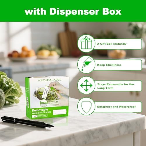 NATURALABEL 300 Removable Freezer Labels with Dispenser, 1" x 3" (Green) - Image 5