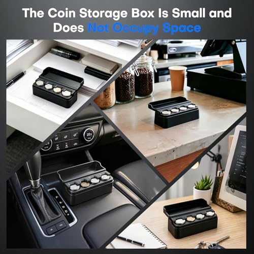 SINGARO Coin Holder for Car, Coin Change Organizer Compatible with Coins of Different Sizes, Dash-Mounted Holder Suitable for Most Cars, Trucks(Black) - Image 6