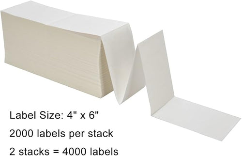 2 Stacks Fanfold 4" x 6" Direct Thermal Labels, 2000 Labels Per Stack, - Image 2