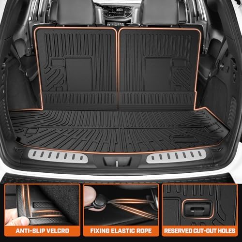 Mixsuper Floor Mat & Cargo Liner for Dodge Durango 6-Seater 2016-2026,All Weather TPE Floor mat with Backrest and Door Sill Guards Durango Accessories,Anti-Slip Floor Liners Set, Black - Image 4