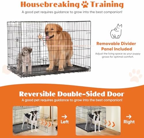 Sweetcrispy Dog Crate 48 Inch, Medium Large Dog Cage, Foldable Pet Kennel - Image 4