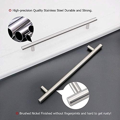 homdiy Brushed Nickel Cabinet Pulls Cabinet Handles, 7-1/2in(192mm) Center to Center Dresser Drawer Handles Silver Drawer Pulls for Kitchen, Bedroom, Bathroom, Wardrobe Hardware - Image 4