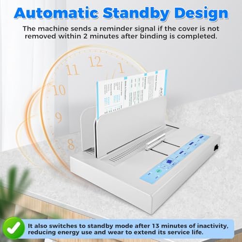 Thermal Binding Machine 500 Sheets Capacity Book Binding Material with 10 Letter Size Envelopes, A3/A4/A5 Document Heat Binder Hot Melt Machine Metal Thermal Binder Contract Document Invoice - Image 3