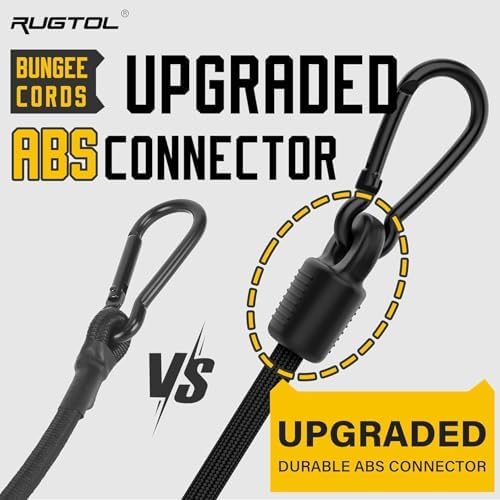 Bungee Cords with Hooks, 96 inch Adjustable Bungee Cords with Carabiner Hooks, Easy to Adjust from 7 to 96 inch Black Elastic Bungee Straps with Clips Heavy Duty for Bike, Cargo, Tarps, 6 Pack - Image 7