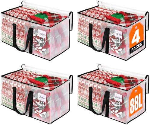 RoomHacks Moving Bags, Heavy Duty Large Storage Bags, 88L, 4 Pack, Clear by RoomHacks