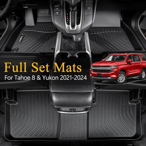 Wailtnb-All Weather Floor Mats & Cargo Liner for 2026 2025-2021 Chevrolet Tahoe & GMC Yukon (8 Seater) (Not fit XL) Custom Fit Tahoe Durable Easy to Clean fit for Tahoe Accessories for Tahoe - Image 2