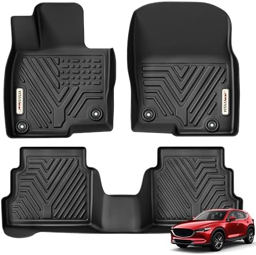 YITAMOTOR Floor Mats Fit for 2017-2025 Mazda CX-5, TPE All Weather Custom Fit Floor Liners for Mazda CX5, 1st & 2nd Row Car Mats Accessories, Black by YITAMOTOR