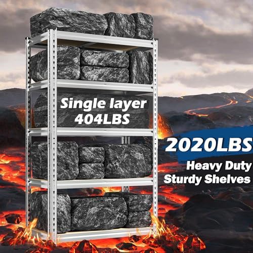 REIBII Storage Shelves 2020LBS Garage Shelving Heavy Duty Metal Shelving Adjustable 5 Tier Pantry Shelves for Garage Pantry Closet Kitchen Basement 28" W x 12" D x 59.8" H, 4 Pack - Image 4