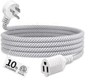 16 Gauge Braided Extension Cord 10 FT, Flat Plug Power Cord Indoor by Seeklyze