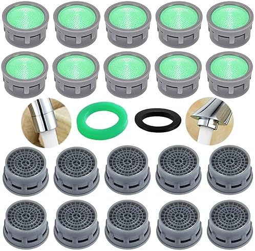 BOETOADG Faucet Aerator, 1.5 GPM Flow Restrictor Plug-In Faucet Aerator Replacement Parts for Bathroom or Kitchen (Green 20 Pieces) by BOETOADG