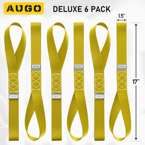 AUGO Heavy Duty Soft Loops –Pack of 6-1.5” x 17” Tie Down Anchor Straps for Use w/Ratchet Strap Hooks – 3000Lb Load Capacity & 10,000Lb Break Strength – Great for Motorcycle, Bike, Roof Rack, Etc. - Image 4