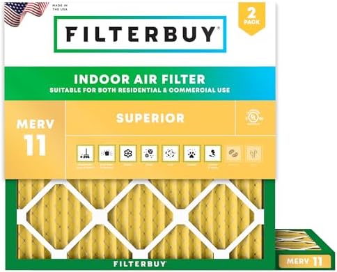 Filterbuy 15x15x1 Air Filter MERV 11 Pet & Allergy Defense (2-Pack) by Filterbuy
