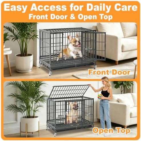 Homey Pet 37" Heavy Duty Stackable Dog Crate with Wheels for Medium Dogs - Image 5
