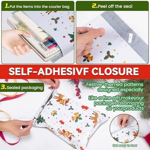 6x9 Inches cute Poly Mailers 50 Pcs Waterproof Self-Sealing Holiday Shipping Bags for Clothing & Gifts - Image 4
