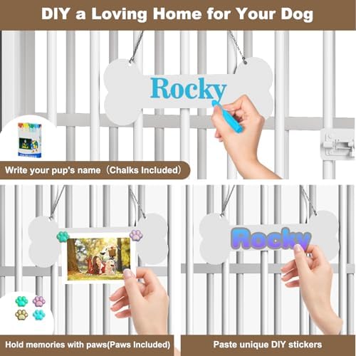 Easycom 27" Foldable Dog Crate Furniture, No Assembly, White & Beech - Image 3