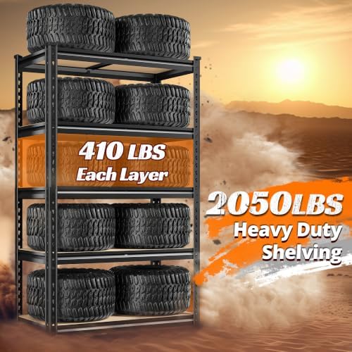 REIBII Set of 3 Storage Shelves 5 Tier Garage Shelving Heavy Duty Load 2000LBS, 60" H x 27.6" W x 11.8" D Adjustable Metal Shelving Unit, Utility Rack Shelf for Basement Pantry Shed Warehouse - Image 6