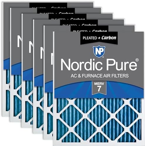 Nordic Pure 18x20x1 Pleated MERV 7 Plus Carbon Air Filters 6 Pack by NordicPure