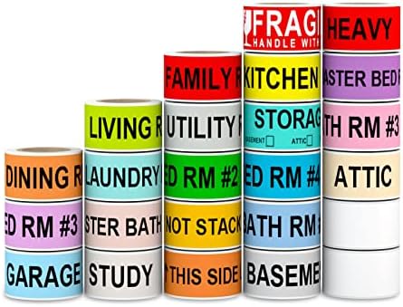 24-Roll 1440 PCS Moving Label for Box, 1×4.5 Color-Coded Sticker by Printholic