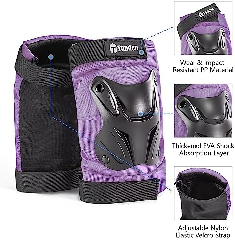 Tanden Skating Protective Gear Knee and Elbow Pads Wrist Guards for Roller Skating Skateboarding, Skate Pads Adult Knee Pads - Image 3