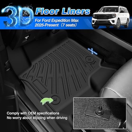 Cartist Ford Expedition max Floor Mats for 2025 2026 Expedition max (7 Seats) Accessories All-Weather Waterproof Car Floor Mats & Cargo Liner for Ford Expedition max 2025 2026 - Image 2