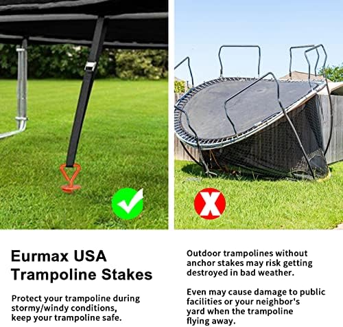 Eurmax USA 4 Pack Heavy Duty Ground Stakes,Industrial Grade Spiral Steel Screw-In Trampoline Anchors with 4 Reinforced Straps,High Wind Stabilizing Kit for Dog Tie-Out,Canopies,Sheds,Swing Sets,Orange - Image 6