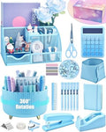 LXEVIHK Blue Desk Accessories 21-Piece Office Supplies Gift Set by StyleYourDeskinOneColor