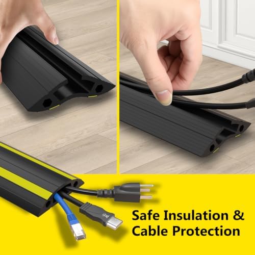 Eapele Floor Cord Cover 10ft (2 Pack) Cord Covers for Wires on Floor, Linkable Heavy Duty Extension Cord Cover, Rubber Floor Cable Cover, Prevent Trip Hazard for Sidewalk Home Office Outdoor or Indoor - Image 5