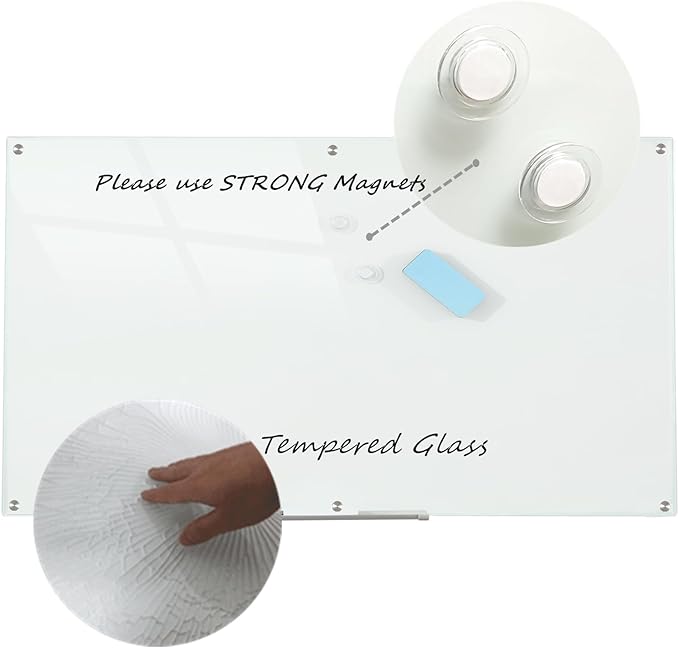 Glass Whiteboard Magnetic Dry Erase Board 6' x 4', Large Frameless Glass White - Image 4