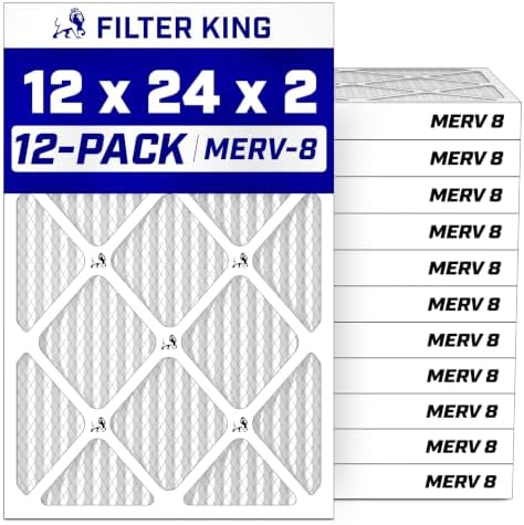 Filter King 12x24x2 Air Filter MERV 8, AC Furnace Filters (12-Pack) by FilterKing
