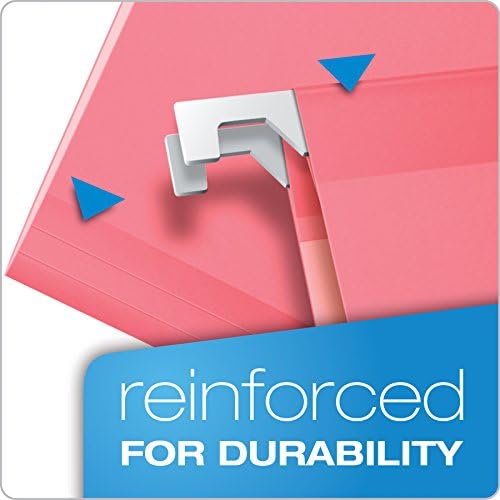 Pendaflex Reinforced Hanging File Folders, Letter Size, Pink, 1/5 Cut, 25/BX (4152 1/5 PIN) (Pack of 10) - Image 2