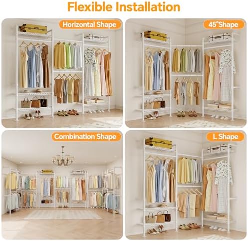 Higeego W3 Wall Mounted Clothes Rack, Industrial Pipe Clothing Rack, White - Image 6