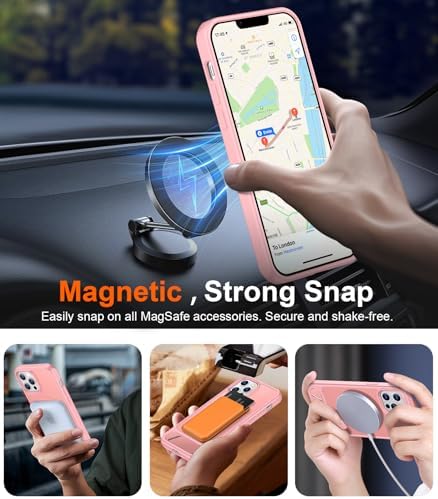 Temdan Magnetic Compatible with iPhone 12 Case & iPhone 12 Pro Case, [Built-in Invisible Kickstand][Compatible with MagSafe][Military Grade Shockproof] Slim Translucent Matte Phone Case 6.1" - Image 5
