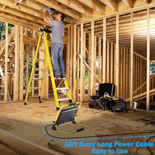 14400LM LED 120W Work Light, Portable Flood Light with 18FT Cord, IP66 Waterproof 5000K Worklight Floodlight for Outdoor, Job Site Workshop Garage Construction Site Lighting - Image 2