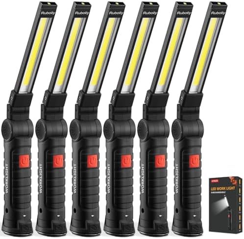 6Pack Magnetic Rechargeable LED Work Light/Flashlight for Mechanics by RuboliyLightyourwayahead