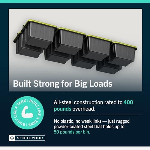 StoreYourBoard Ceiling Tote Storage Rails, Capacity for 8 Bins, Hold 400 lb - Image 4