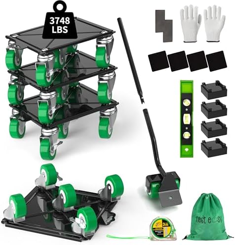 Heavy Duty Furniture Dolly 360 Rotate 5 Wheels 3000 Lbs Capacity 8.6x7.8 in by NESTEASY