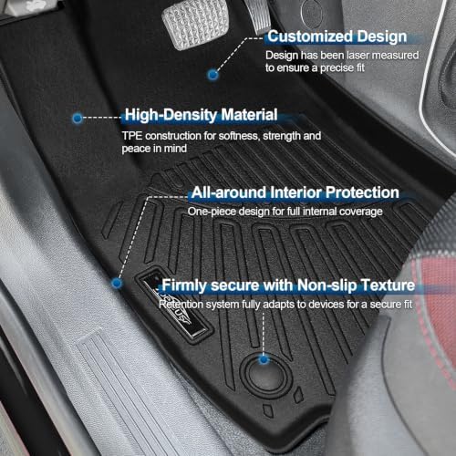 PELEUS Floor Mats with Trunk Cargo Liner and Backrest Mat Compatible with 2025 2026 Chevy Equinox and GMC Terrain, Odorless TPE Custom Fit All Weather Automotive Liners with Door Sill Guards, Black - Image 6